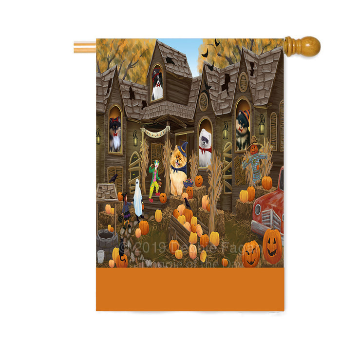 Personalized Haunted House Trick or Treat Halloween Pomeranian Dogs Custom House Flag FLG-DOTD-A59728
