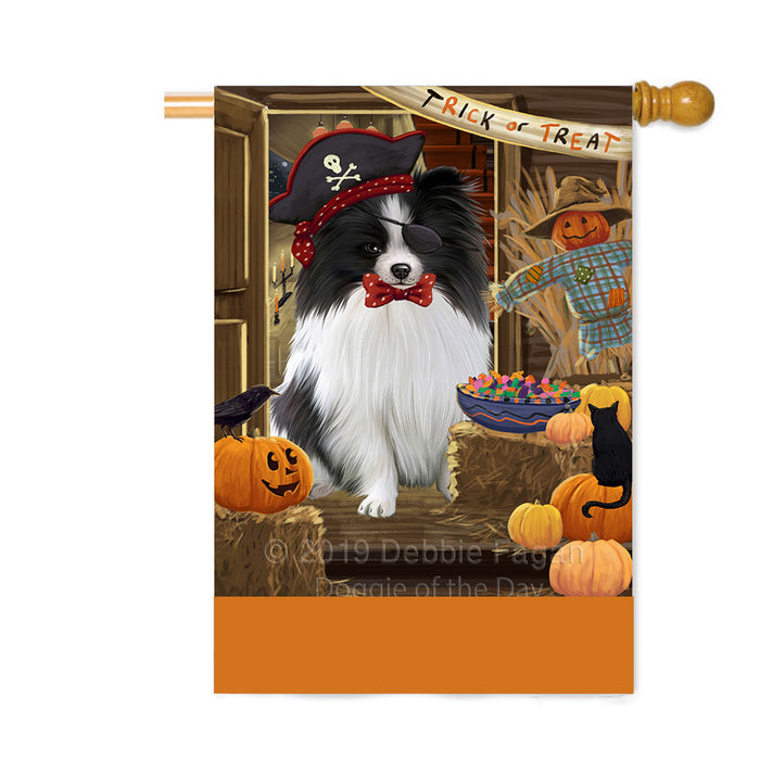 Personalized Enter at Own Risk Trick or Treat Halloween Pomeranian Dog Custom House Flag FLG-DOTD-A59730