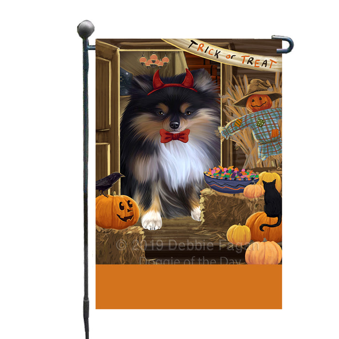 Personalized Enter at Own Risk Trick or Treat Halloween Pomeranian Dog Custom Garden Flags GFLG-DOTD-A59675