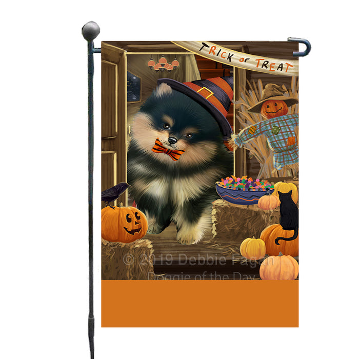 Personalized Enter at Own Risk Trick or Treat Halloween Pomeranian Dog Custom Garden Flags GFLG-DOTD-A59676