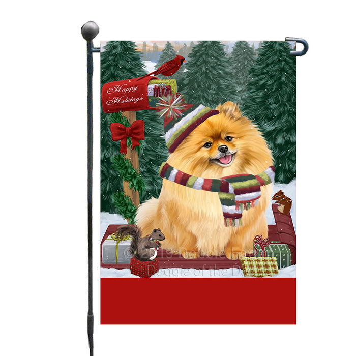 Personalized Merry Christmas Woodland Sled  Pomeranian Dog Custom Garden Flags GFLG-DOTD-A61650