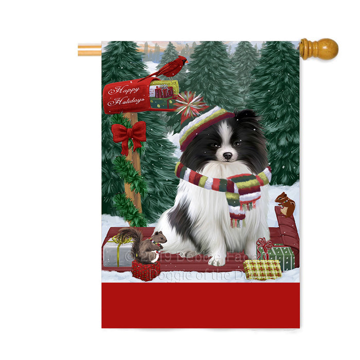 Personalized Merry Christmas Woodland Sled Pomeranian Dog Custom House Flag FLG-DOTD-A61707