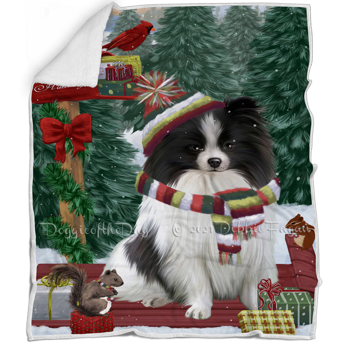 Merry Christmas Woodland Sled Pomeranian Dog Blanket BLNKT114375