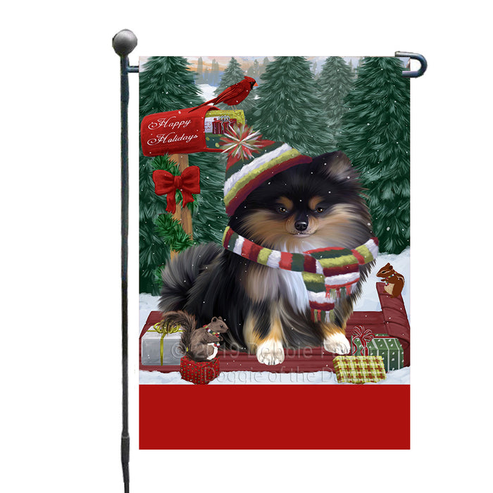Personalized Merry Christmas Woodland Sled  Pomeranian Dog Custom Garden Flags GFLG-DOTD-A61652