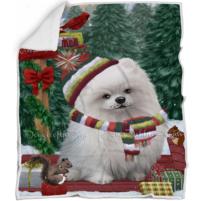 Merry Christmas Woodland Sled Pomeranian Dog Blanket BLNKT114393