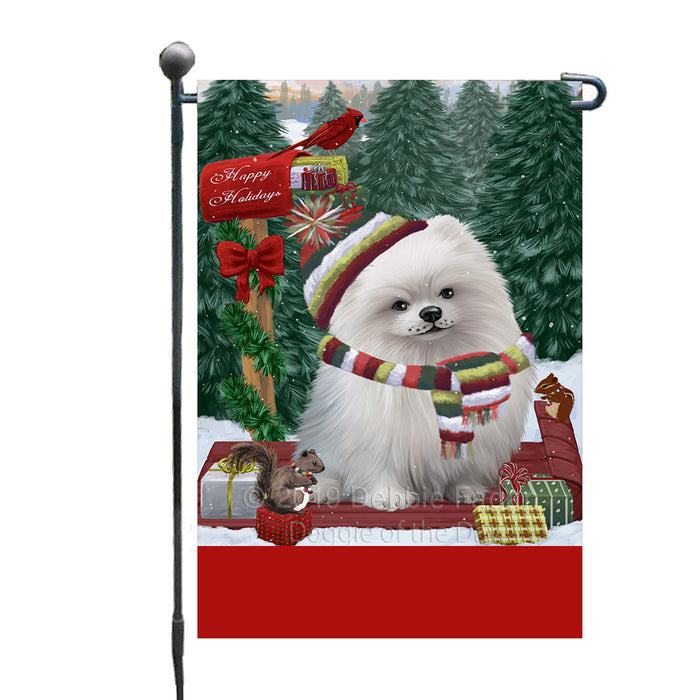 Personalized Merry Christmas Woodland Sled  Pomeranian Dog Custom Garden Flags GFLG-DOTD-A61653