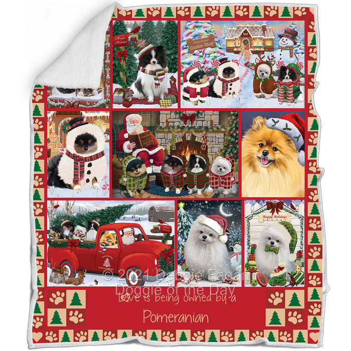 Love is Being Owned Christmas Pomeranian Dogs Blanket BLNKT143486