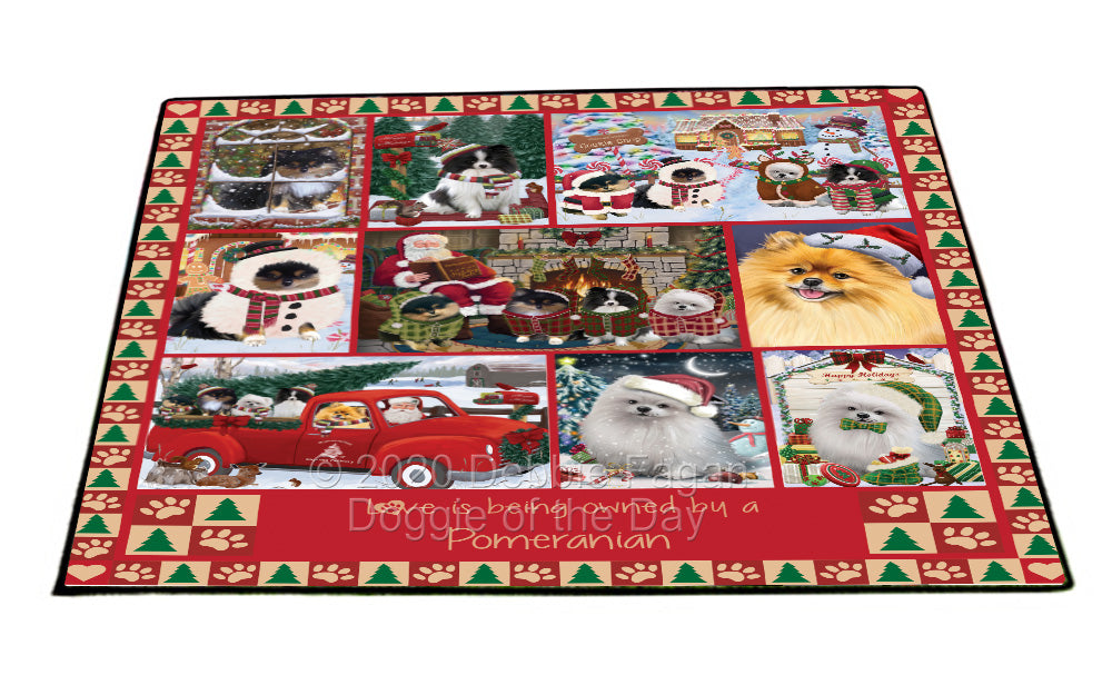 Love is Being Owned Christmas Pomeranian Dogs Floormat FLMS54907