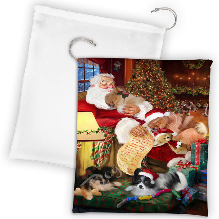 Santa Sleeping with Poodle Dogs Drawstring Laundry or Gift Bag LGB48835
