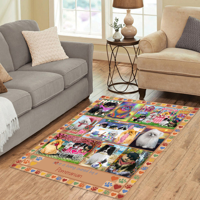 Love is Being Owned Pomeranian Dog Beige Area Rug