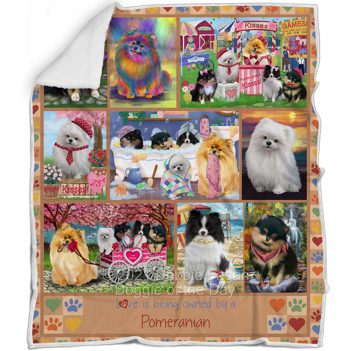 Love is Being Owned Pomeranian Dog Beige Blanket BLNKT137712
