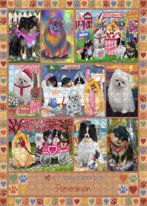 Love is Being Owned Pomeranian Dog Beige Puzzle with Photo Tin PUZL98556