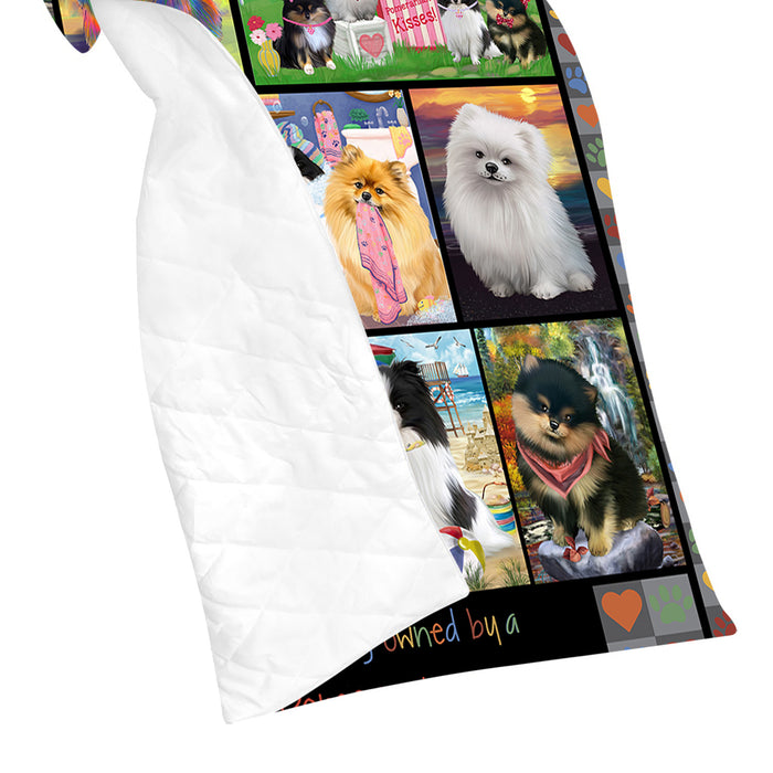 Love is Being Owned Pomeranian Dog Grey Quilt