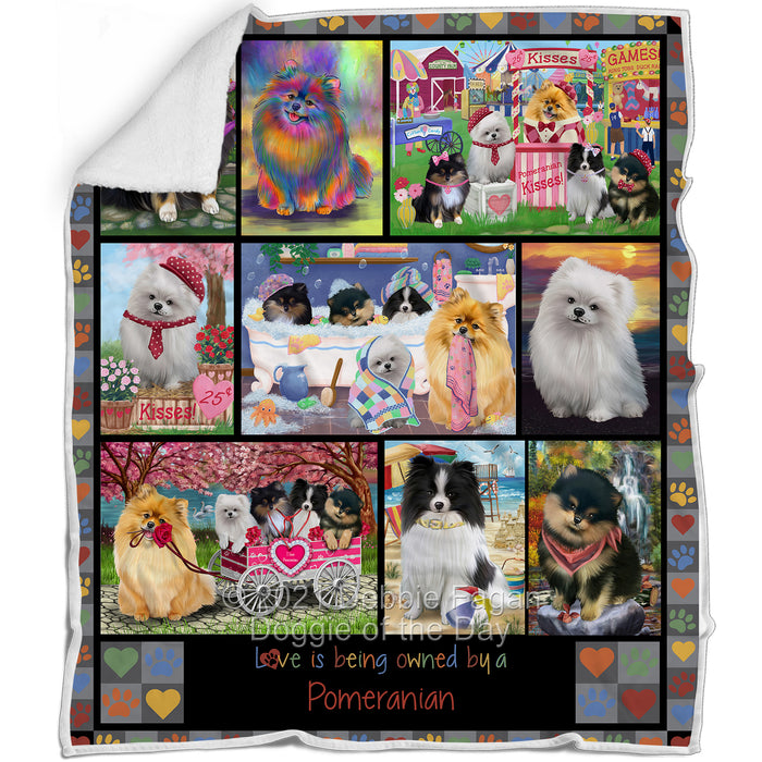 Love is Being Owned Pomeranian Dog Grey Blanket BLNKT137721