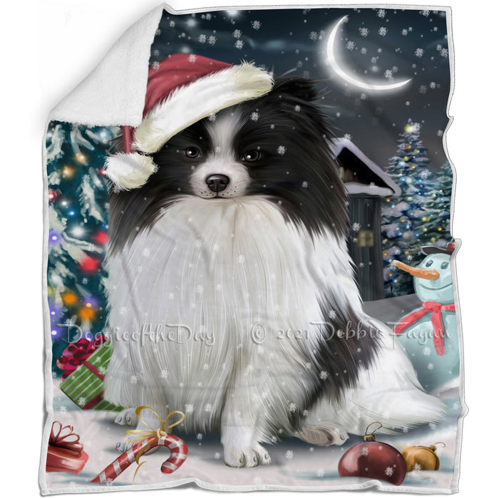 Have a Holly Jolly Christmas Pomeranians Dog in Holiday Background Blanket D203
