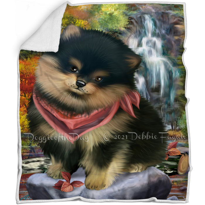 Scenic Waterfall Pomeranian Dog Blanket BLNKT60852