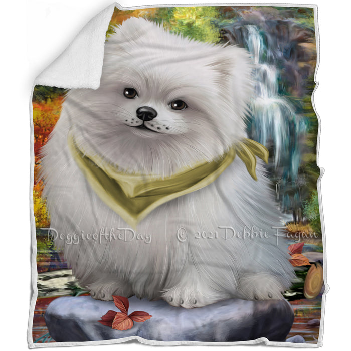 Scenic Waterfall Pomeranian Dog Blanket BLNKT60861