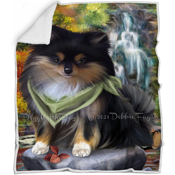 Scenic Waterfall Pomeranian Dog Blanket BLNKT60870