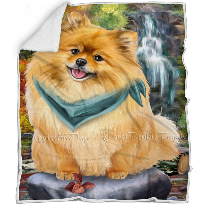 Scenic Waterfall Pomeranian Dog Blanket BLNKT60879