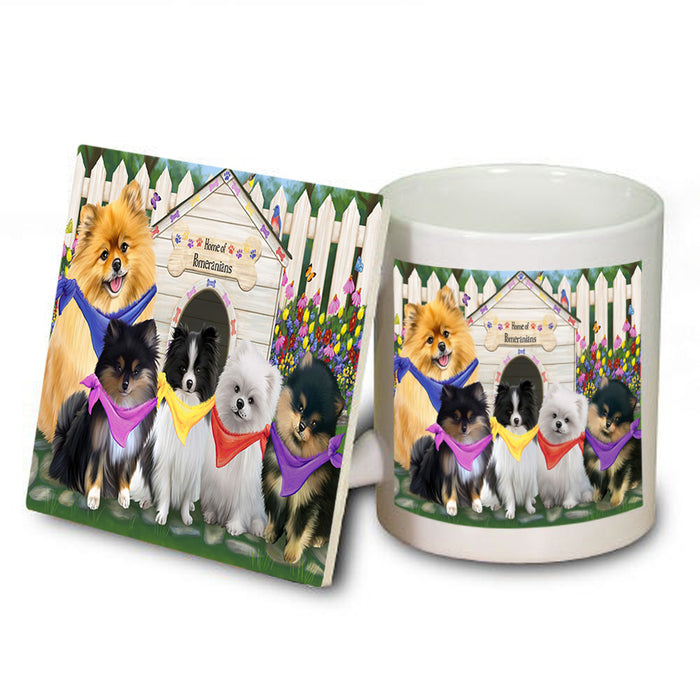 Spring Dog House Pomeranians Dog Mug and Coaster Set MUC50878