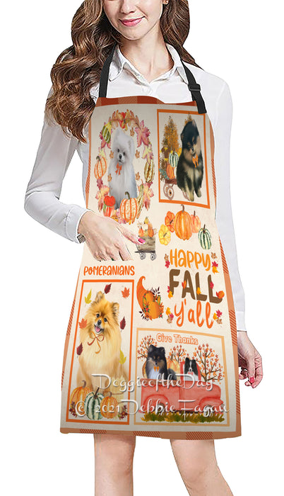 Happy Fall Y'all Pumpkin Pomeranian Dogs Cooking Kitchen Adjustable Apron Apron49236