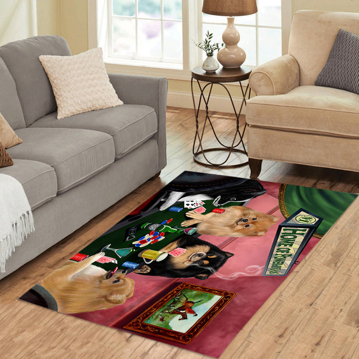 Home of  Pomeranian Dogs Playing Poker Area Rug