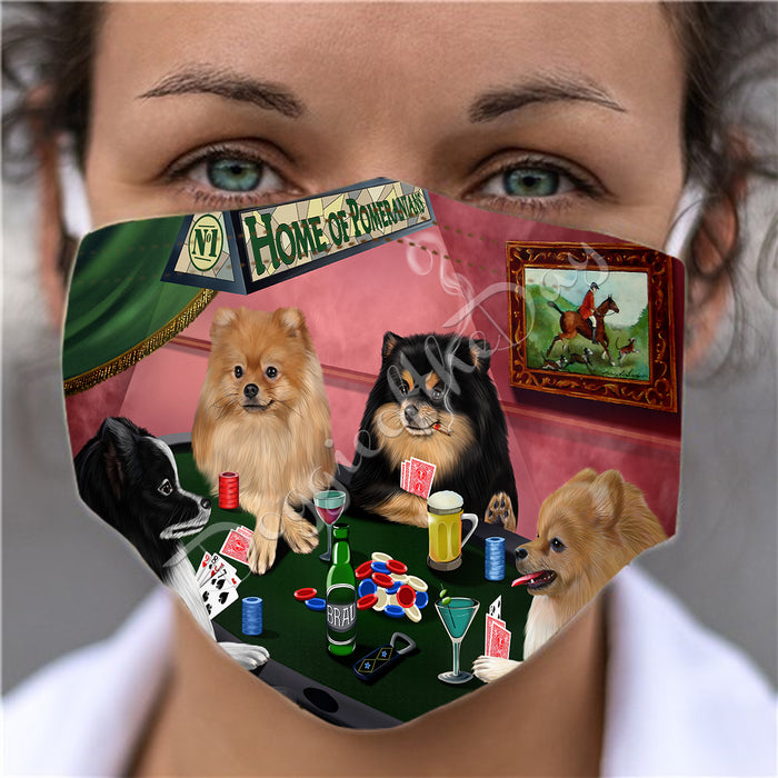 Home of Pomeranian Dogs Playing Poker Face Mask FM49809