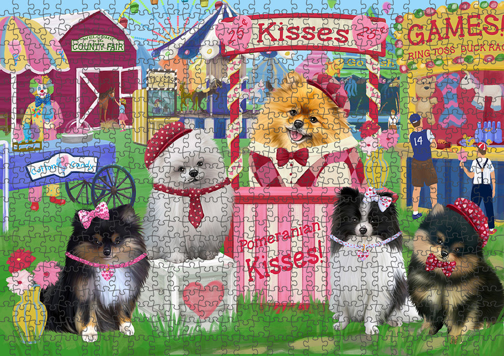 Carnival Kissing Booth Pomeranians Dog Puzzle with Photo Tin PUZL91856