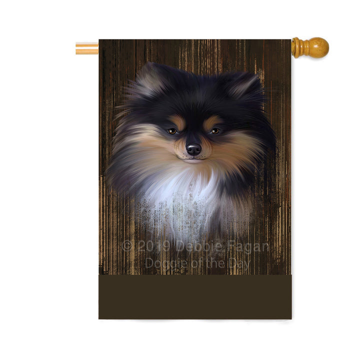 Personalized Rustic Pomeranian Dog Custom House Flag FLG64664