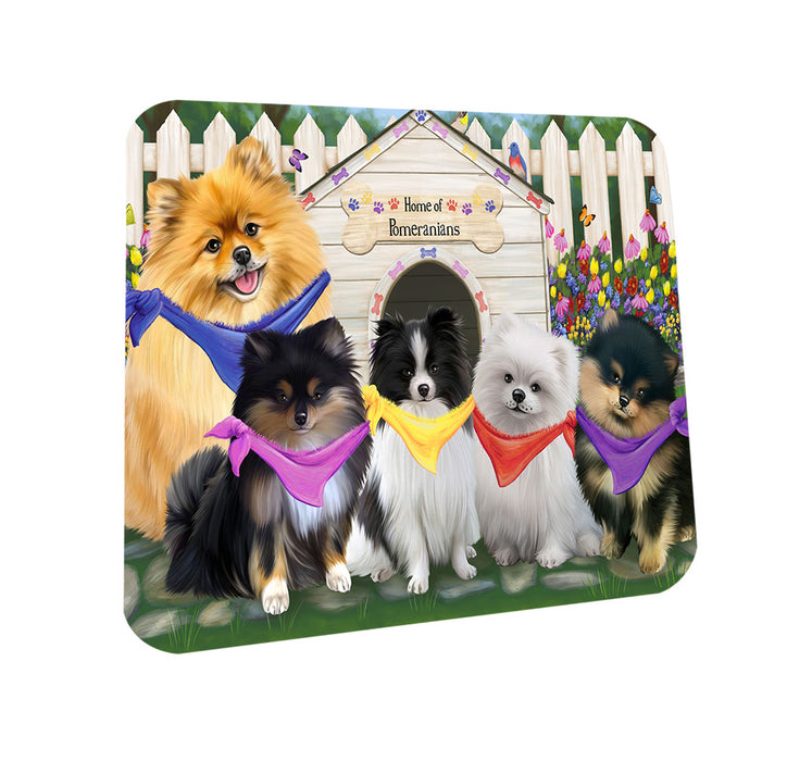 Spring Dog House Pomeranians Dog Coasters Set of 4 CST50845