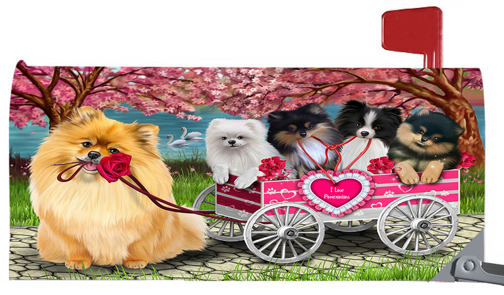 I Love Pomeranian Dogs in a Cart Magnetic Mailbox Cover MBC48571
