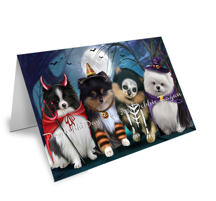 Happy Halloween Trick or Treat Pomeranian Dogs Handmade Artwork Assorted Pets Greeting Cards and Note Cards with Envelopes for All Occasions and Holiday Seasons GCD76802