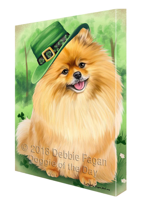 St. Patricks Day Irish Portrait Pomeranian Dog Canvas Wall Art CVS59016