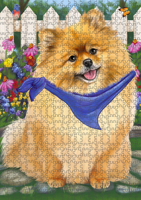 Spring Floral Pomeranian Dog Puzzle with Photo Tin PUZL54480