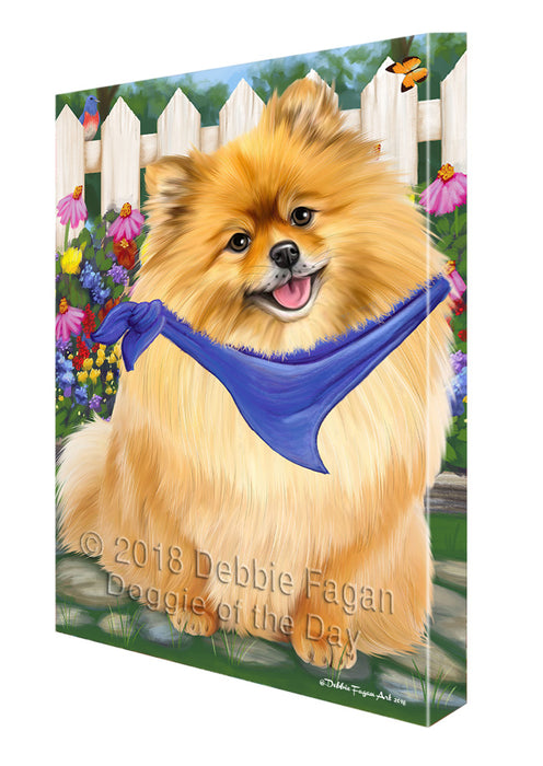 Spring Floral Pomeranian Dog Canvas Wall Art CVS68074