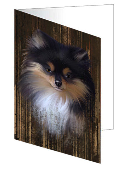 Rustic Pomeranian Dog Handmade Artwork Assorted Pets Greeting Cards and Note Cards with Envelopes for All Occasions and Holiday Seasons GCD55394