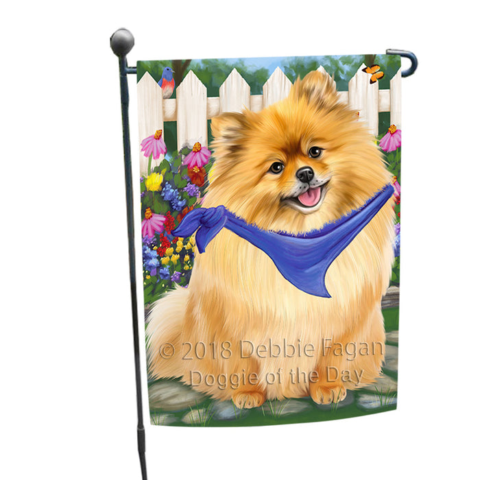 Spring Floral Pomeranian Dog Garden Flag GFLG50087