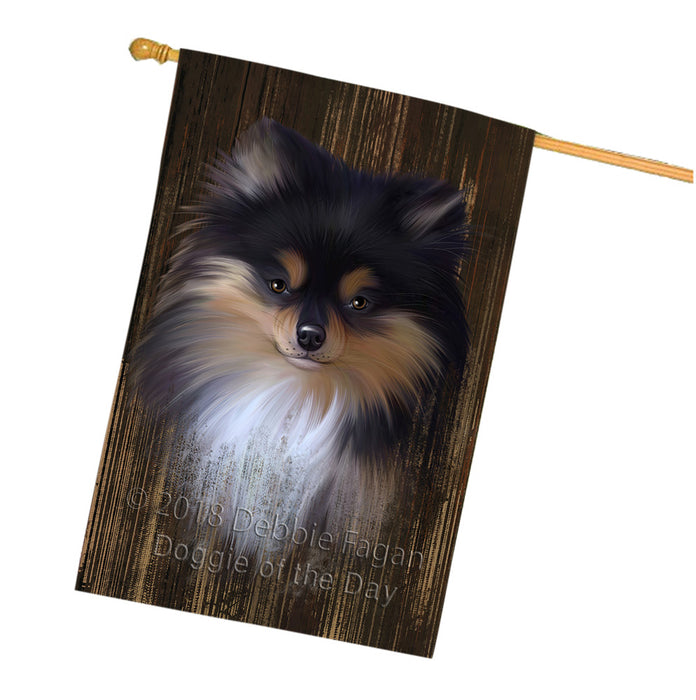 Rustic Pomeranian Dog House Flag FLG50472