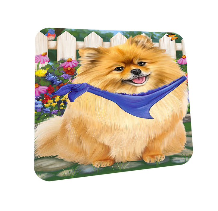 Spring Floral Pomeranian Dog Coasters Set of 4 CST50159