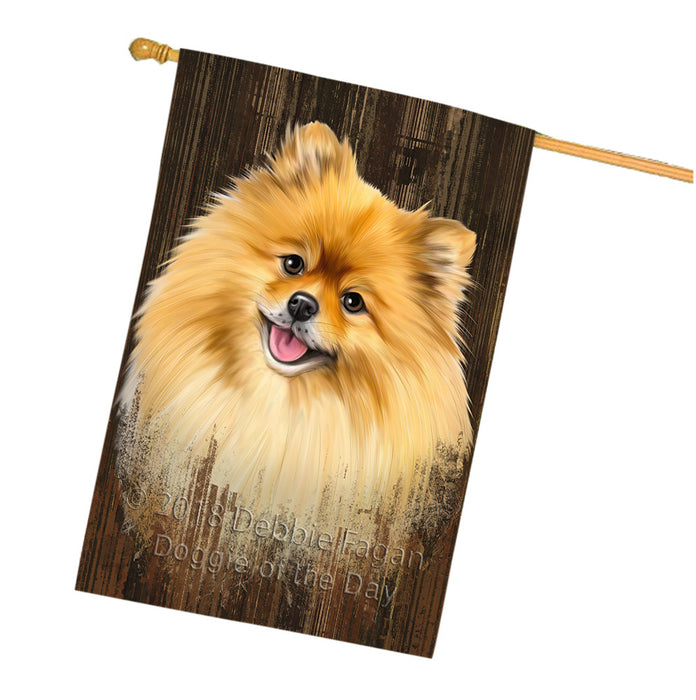 Rustic Pomeranian Dog House Flag FLG50473