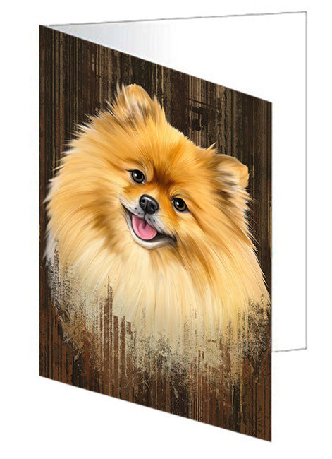 Rustic Pomeranian Dog Handmade Artwork Assorted Pets Greeting Cards and Note Cards with Envelopes for All Occasions and Holiday Seasons GCD55397