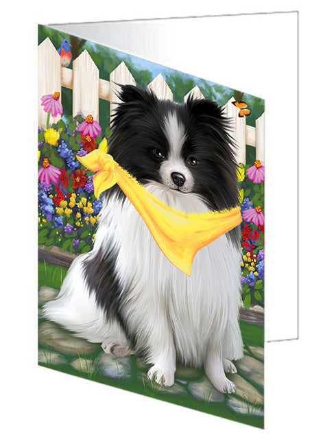 Spring Floral Pomeranian Dog Handmade Artwork Assorted Pets Greeting Cards and Note Cards with Envelopes for All Occasions and Holiday Seasons GCD54650