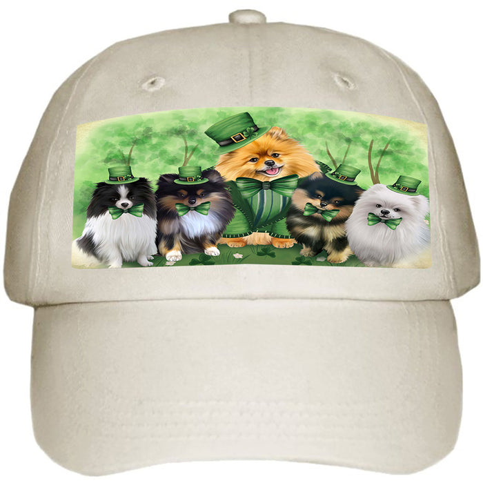 St. Patricks Day Irish Family Portrait Pomeranians Dog Ball Hat Cap HAT51777