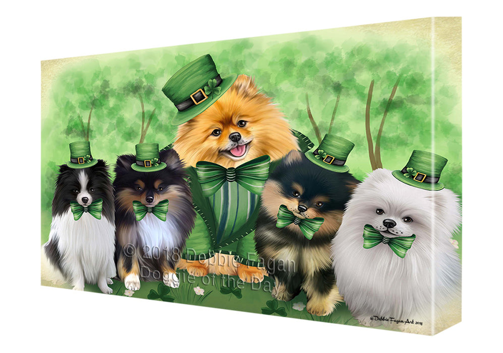 St. Patricks Day Irish Family Portrait Pomeranians Dog Canvas Wall Art CVS59025