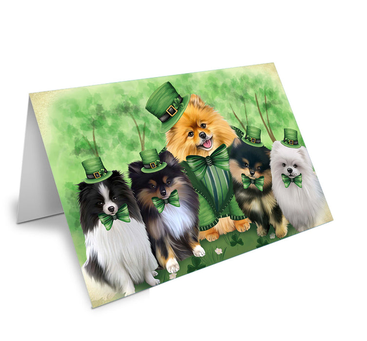 St. Patricks Day Irish Family Portrait Pomeranians Dog Handmade Artwork Assorted Pets Greeting Cards and Note Cards with Envelopes for All Occasions and Holiday Seasons GCD52073