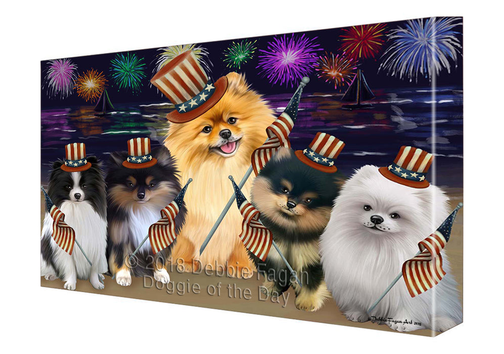 4th of July Independence Day Firework Pomeranians Dog Canvas Wall Art CVS56307