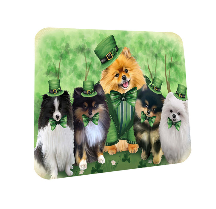 St. Patricks Day Irish Family Portrait Pomeranians Dog Coasters Set of 4 CST49307