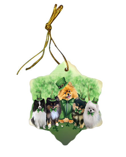 St. Patricks Day Irish Family Portrait Pomeranians Dog Star Porcelain Ornament SPOR49340