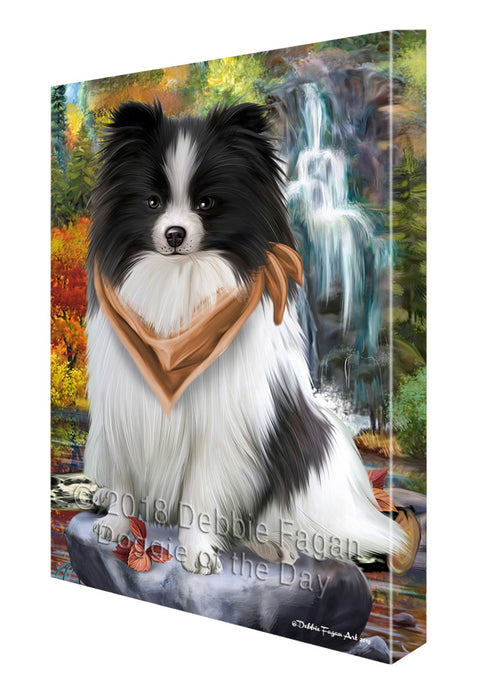 Scenic Waterfall Pomeranian Dog Canvas Wall Art CVS60852
