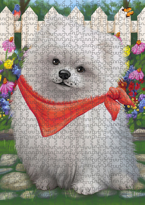 Spring Floral Pomeranian Dog Puzzle with Photo Tin PUZL54486